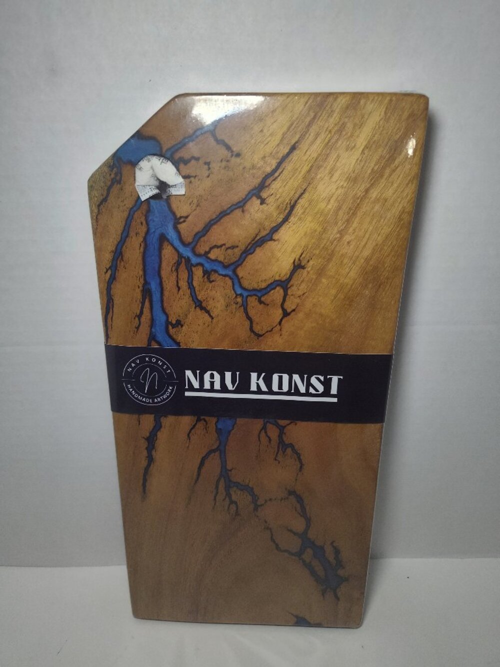 NAV KONST Acacia Wood Blue Resin River Charcuterie Serving Board 16x8 New